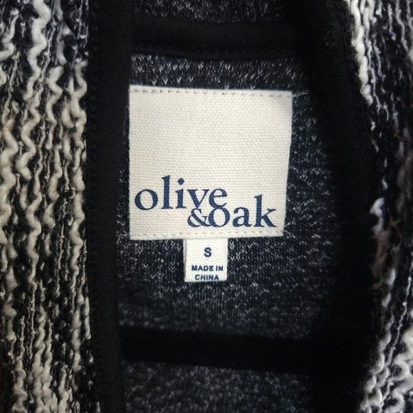 Olive & Oak Black White Knit Open‎ Front Cardigan Sweater Women's Small - Picture 3 of 6